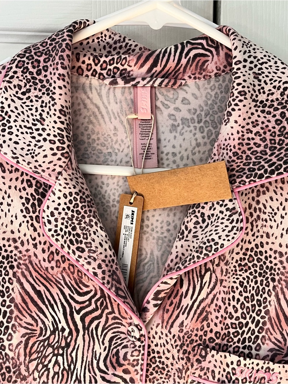 SKIMS Sleep Long Sleep Set in Bloom Mini Animal Print Sz M NWT 🩷🤎 - Picture 11 of 11